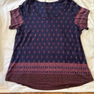 Lucky Brand Women’s Top XL Navy Blue/Dark Red Pattern
